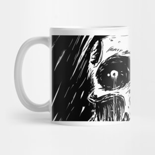 Crying Skull Black and White Art Mug